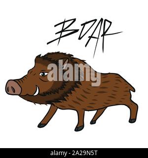 Boar wild pig cartoon vector illustration Stock Vector