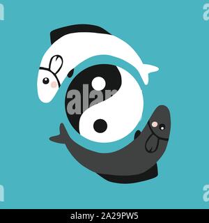 Fish Yin-Yang logo vector illustration Stock Vector