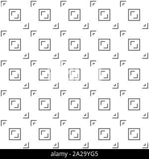 Abstract seamless pattern, black and white outline of aspect pixel perfect. Design geometric texture for print, vector illustration Stock Vector