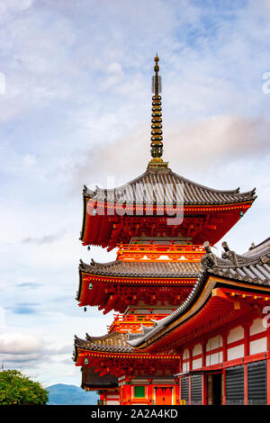 Three story pagoda at Kiyomizu-dera tallest  31 meters high, UNESCO Kyoto site Stock Photo
