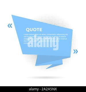 Big ribbon with quote text space vector illustration isolated on white background. Quotation remark, mention frame like speech bubble or callout text Stock Vector