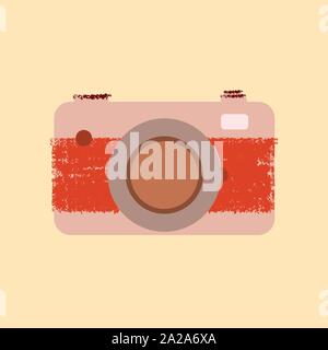 isolated vintage retro old analog camera rough dry paint style Stock Vector