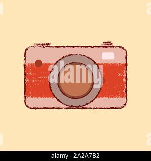 vintage retro camera  icon flat rough outline style Stock Vector