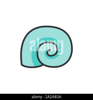 Vector seashell flat color line icon. Isolated on white background Stock Vector