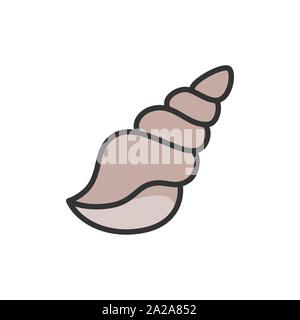 Vector seashell, shell flat color line icon. Stock Vector