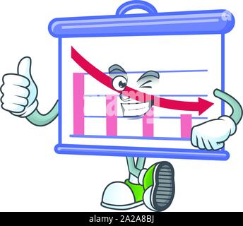 Thumbs up down graphic board in character mascot Stock Vector