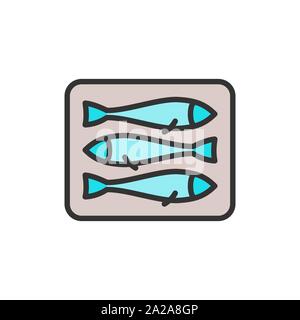Vector sprats, fish flat color line icon. Stock Vector