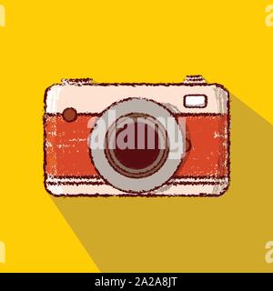 vintage retro camera icon rough out line long shadow style Stock Vector