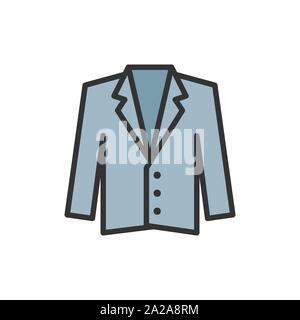 Vector tuxedo, jacket, coat flat color line icon. Stock Vector
