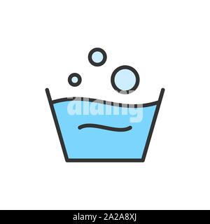 Vector washing instruction, rinsing flat color line icon. Stock Vector