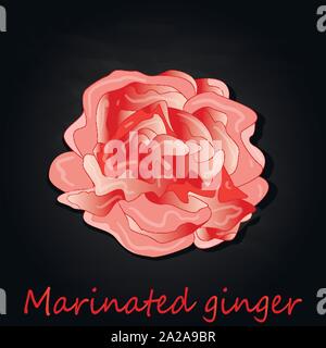 Marinated ginger slices illustration  isolated on black Stock Vector