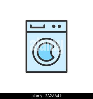 Vector washing machine, cleaning service flat color line icon. Stock Vector