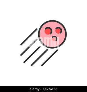 Vector meteorite flat color line icon. Isolated on white background Stock Vector