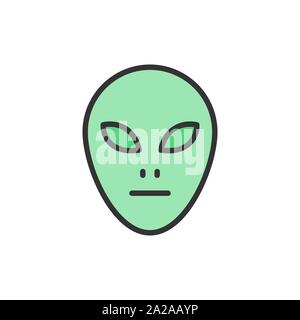 Vector alien head flat color line icon. Stock Vector