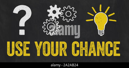 Question Mark, Gears, Light Bulb Concept - Use your chance Stock Photo