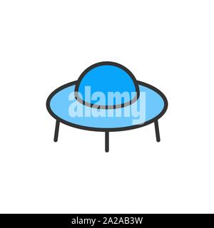 Vector ufo, spaceship flat color line icon. Stock Vector