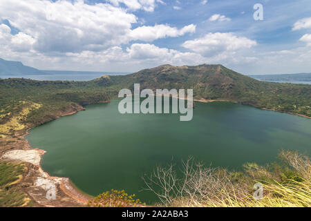 A lake in the crater of a Taal volcano, Batangas, Philippines. Popular tourist destination Stock Photo