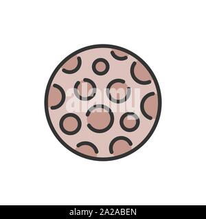 Vector moon flat color line icon. Isolated on white background Stock Vector