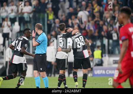 happiness juventus   during Tournament Phase - Juventus Vs Leverkusen , Torino, Italy, 01 Oct 2019, Soccer Soccer Champions League Men Championship Stock Photo