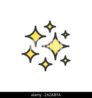 Vector cosmos stars flat color line icon. Stock Vector