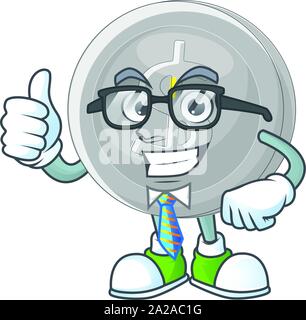 Businessman silver coin character mascot in cartoon Stock Vector