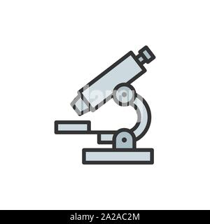Vector microscope flat color line icon. Isolated on white background Stock Vector