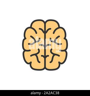 Vector brain, mind, intelligence flat color line icon. Stock Vector