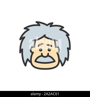 Vector einstein, professor, teacher or scientist flat color line icon. Stock Vector