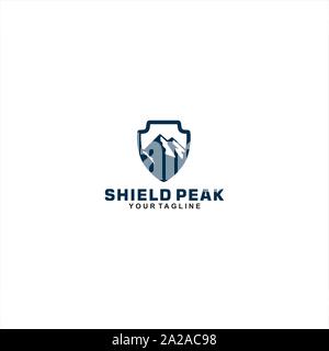 peak mountain in shield Stock Vector