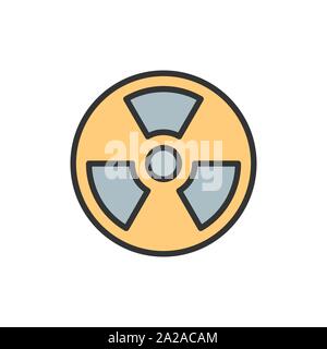 Vector radiation hazard sign flat color line icon. Stock Vector
