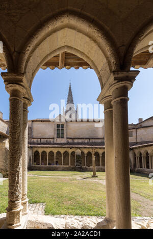 Saint Emilion, France - September 8, 2018: Medieval French Cloisters at the Collegiale church of Saint Emilion, France Stock Photo