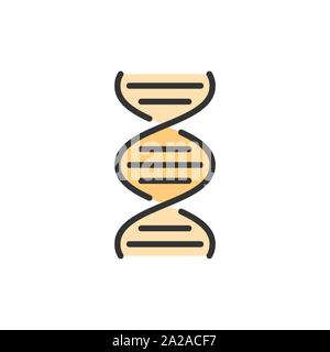 Vector DNA molecule flat color line icon. Stock Vector