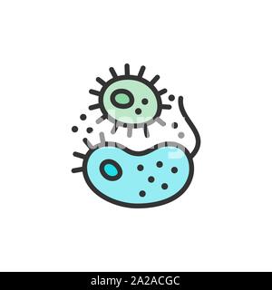 Vector bacteria, viruses, germs flat color line icon. Stock Vector