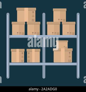 pile cardboard boxes on warehouse shelves vector illustration vector illustration Stock Vector