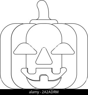 Halloween Cute Pumpkin Cartoon in Outline Stock Vector