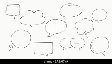 Hand drawn speech bubbles set isolated on white. Stock Vector