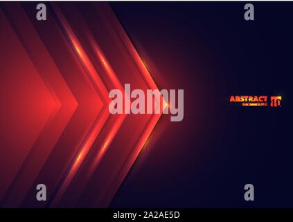 Abstract technology concept red lights triangle on dark background with space for you text. Vector illustration Stock Vector