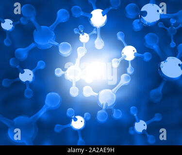 Atom Molecules on sicience background. 3d illustration Stock Photo