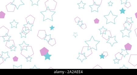 Seamless pattern from polygons and stars. Vector illustration. Isolated elements on a white background. Stock Vector