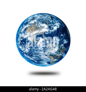 Planet earth on a white background floating showing North and South America Stock Photo