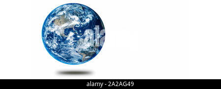 Planet earth on a white background floating showing North and South America Stock Photo
