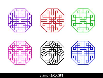 Modern Octagon Chinese window frame, vector art design Stock Vector