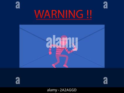 Detected hacker in phishing mail, vector art Stock Vector