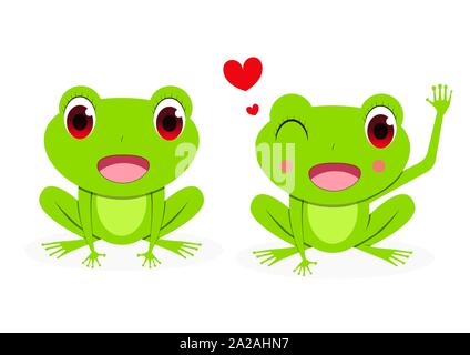 Front view, Cute Female red eye tree frog, vector art Stock Vector
