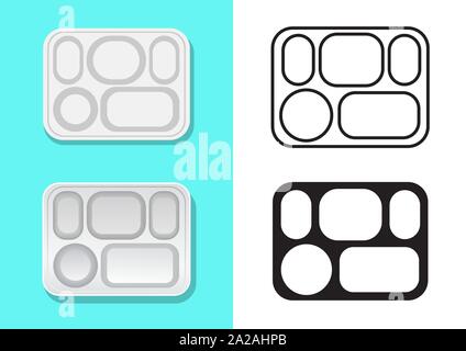 Top view, Aluminium food tray with five holes, vector Stock Vector