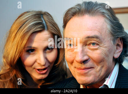 Czech pop-star singer Karel Gott, right, and his newlywed wife Ivana Gottova meeting media in Prague on Monday, Jan. 14, 2008. Czech pop music icon Go Stock Photo