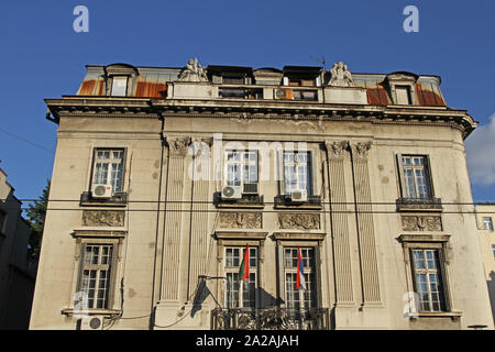 An apartment building with windows and airconditioning ventilation systems, Belgrade, Serbia. Stock Photo