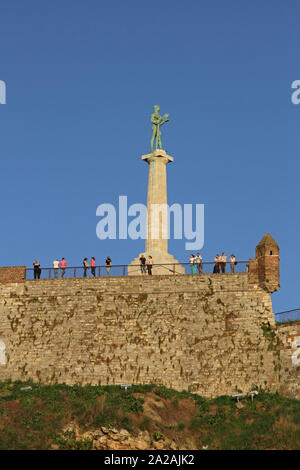 Pobednkik, 'The Victor' Statue, Kalemegdan Fortress, Kalemedgan Park, Belgrade, Serbia. Stock Photo