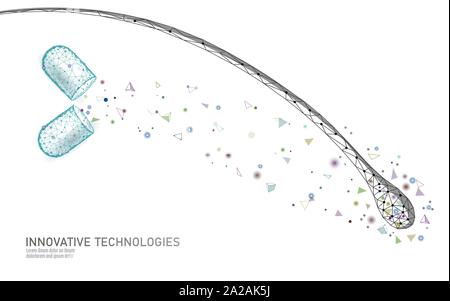 Hair protect care cosmetic technology 3D concept. Hair follicles structure repair supplement vitamins treatment. Anatomy strands medicine render Stock Vector