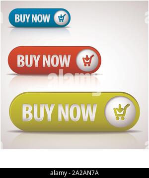 set of buy now buttons - red, green and blue Stock Vector